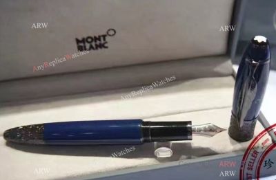 Fake Montblanc Pen Daniel Defoe Blue and Black Fountain Pen